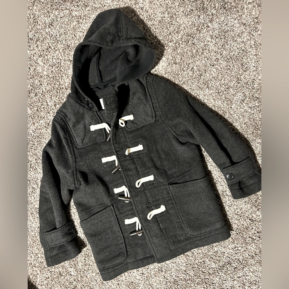 GAP Kids Hooded Wool Toggle Pea Coat Gray Boy (SM)